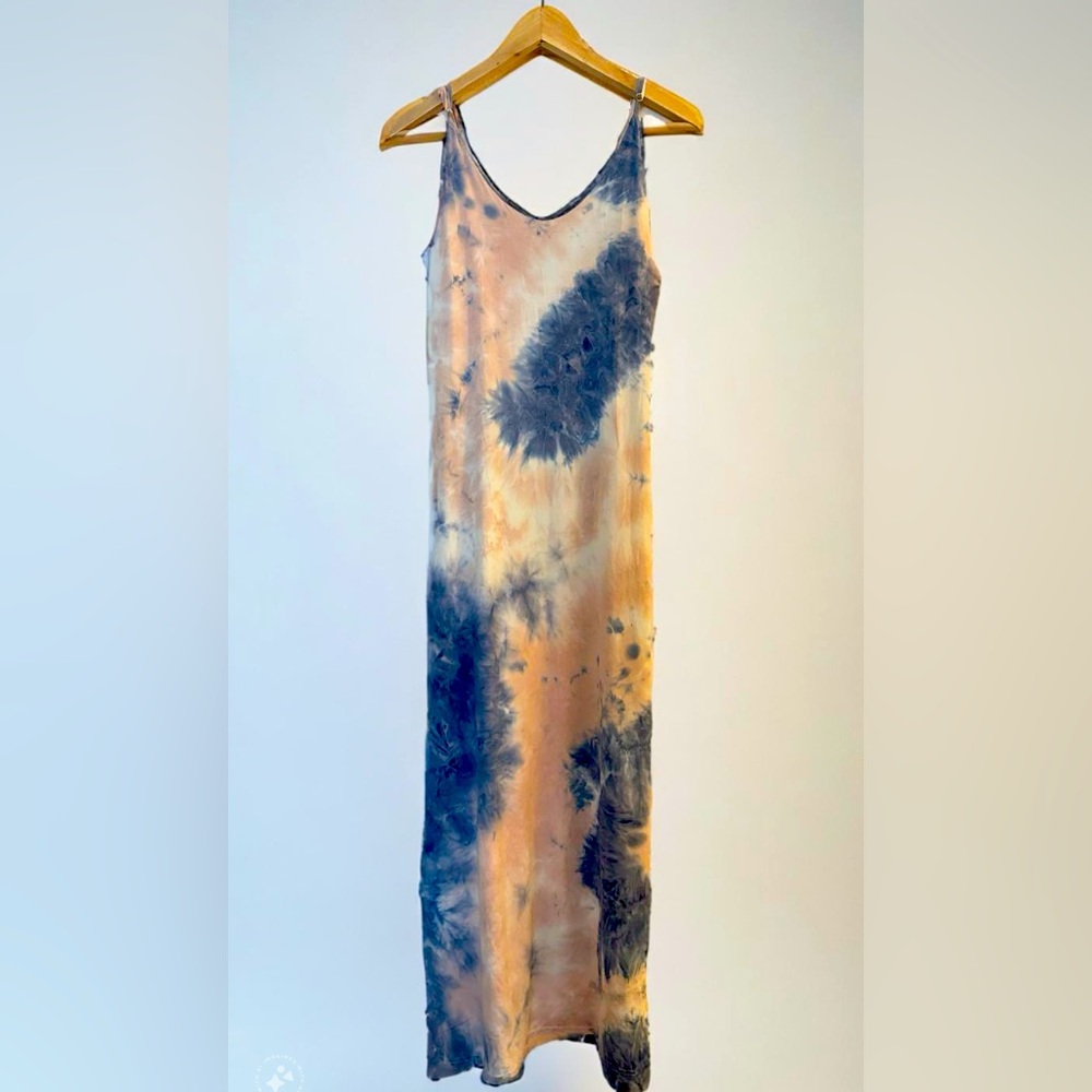 Pink and Blue Tie Dye Maxi Dress
